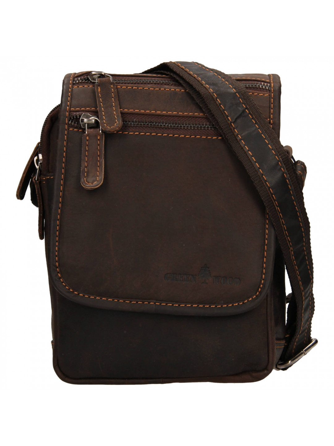 Pánská kožená taška přes rameno Greenwood Stefan – tmavě hnědá